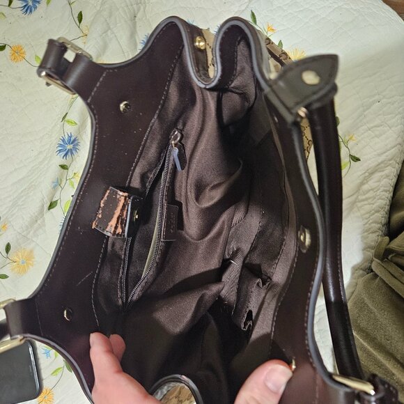 GUCCI Medium Sukey Canvas Leather Tote Bag Authentic Neutral Brown Tan - Picture 3 of 5